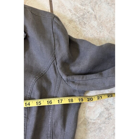 INC INTERNATIONAL CONCEPTS Size M Gray Linen Fringe Ruffle Zip Jacket Boho - Picture 8 of 11